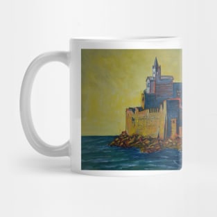 Oil Painting - San Pietro Church at Sunset. Portovenere, Italy Mug